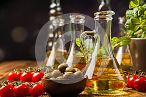 Composition of olive oils in bottles