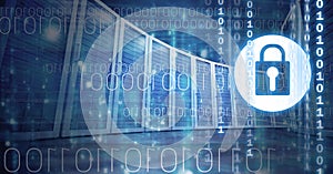 Composition of online security padlock over binary coding and computer servers