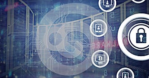 Composition of online security padlock over data processing and computer servers