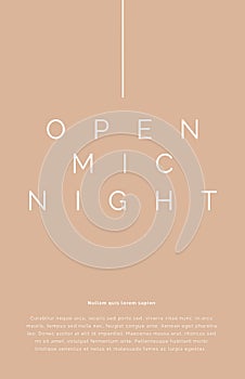Composition of open mic night text on pink background
