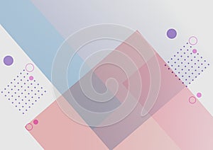 Composition of overlayed pink and blue rectangles and purple dots on grey background photo