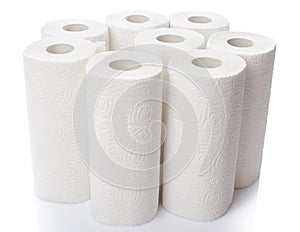 Composition with paper towel rolls