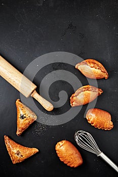 composition of pies from the oven