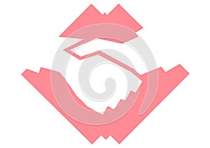 Composition of pink mountains icon on white background