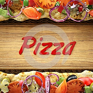 composition for pizza 3d illustration