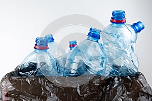 Composition with plastic bottles of mineral water. Plastic waste. Plastic bottles recycle background concept
