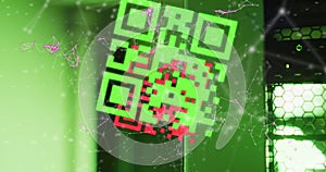 Composition of qr code and networks of connections over computer servers