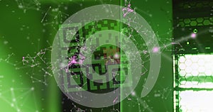 Composition of qr code and networks of connections over computer servers