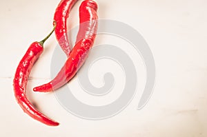 Composition of red chili pepper/composition of red chili pepper on a white background. Copy space