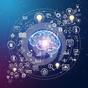 Composition reflects themes of artificial intelligence and data-driven