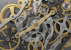 Composition resembles a clockwork mechanism, showcasing precision