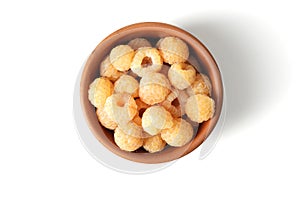 Composition of ripe raspberries in a bowl