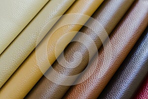 Composition with samples of leather as background