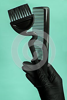 Composition with scissors and other hairdresser`s accessories