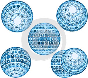 Ilustration 3d Spheres with health and safety symbols photo