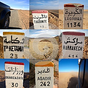 Composition of signs road in Morocco photo