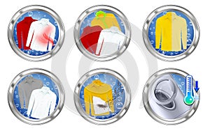 BUTTONS FOR LAUNDRY, TEXTILE CLEANING WITH DETERGENTS WITH TECHNOLOGY photo