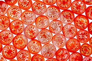 Composition of sliced tomatoes for a magnificent scenic background effect