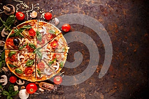 Composition with tasty pizza