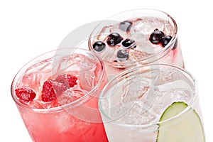 Composition of the three variants of alcoholic cocktails. photo