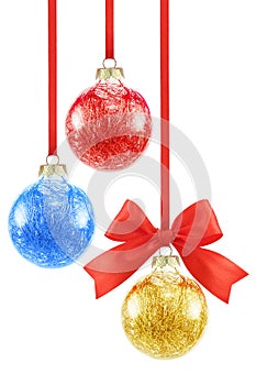 Composition with various color Christmas baubles