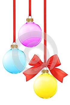 Composition with various color Christmas baubles