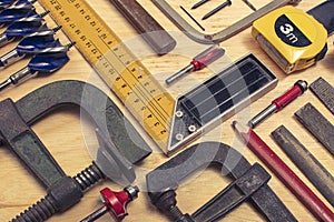 Composition of various mechanical tools related to the trade of carpenter