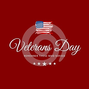 Composition of veteran day text with flag of united states of america