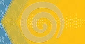 Composition of white graphic music equalizer over yellow background