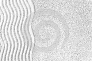 Composition of white sand waves, gray tone detail vacation greeting card concept image