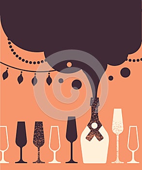 Composition with wine and glasses.