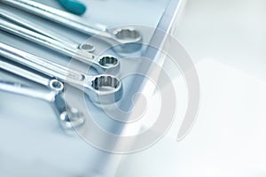 Composition of wrenches, cloce up