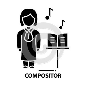 compositor icon, black vector sign with editable strokes, concept illustration photo