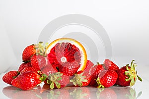 Strawberries and orange