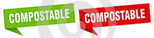 compostable banner. compostable speech bubble label set.