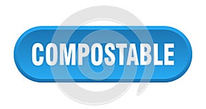 compostable button. rounded sign on white background