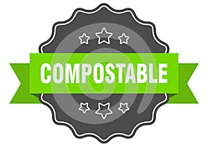 compostable label. compostable isolated seal. sticker. sign