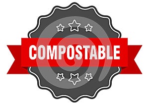compostable label. compostable isolated seal. sticker. sign