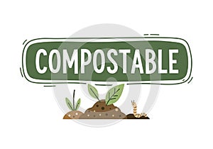 Compostable Label Vector Illustration for Eco-Friendly Packaging