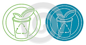 Compostable plastic cup badge for used dishes
