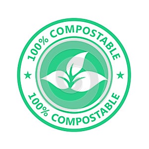 Compostable product label, plastic free icon - eco seal, non toxic pack