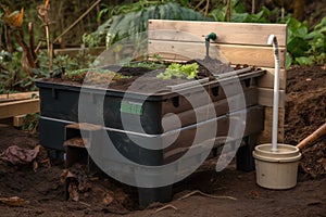 composting system with built-in bin and spigot for easy removal of finished compost