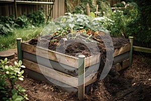 composting system in garden, with worms and other earthworms visible