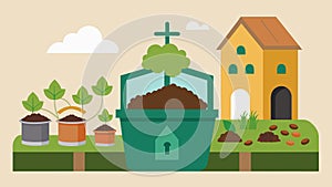 A composting system is implemented in the church kitchen using food scraps to create nutrientrich soil for the community