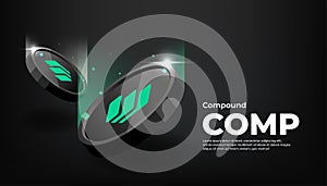 Compound COMP coin banner. COMP coin cryptocurrency concept banner background