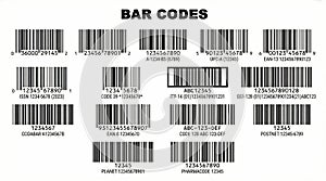 Comprehensive Barcode Types Collection on White Background