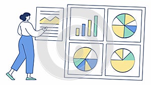 Comprehensive Business Reporting and Data Visualization with Multiple Charts, vector design Generative AI