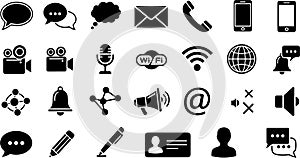 Modern Communication and Technology Icons Set
