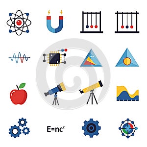 Science, Technology, and Physics Flat Icon Set