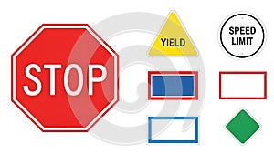 Road and Traffic Signs Collection with Blank Templates